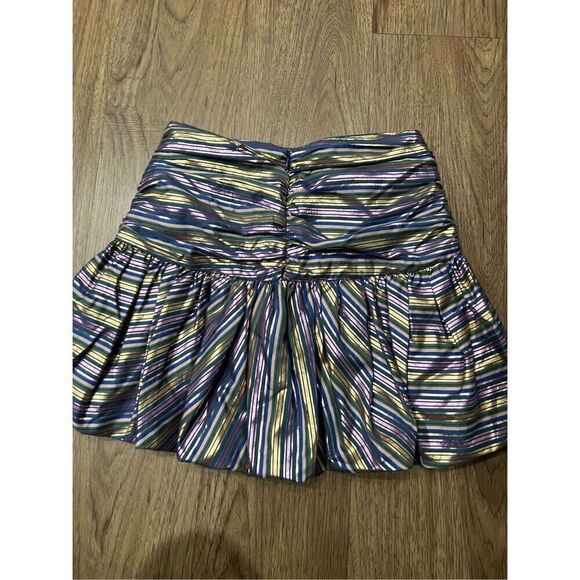 Zara Metallic Striped Balloon Hem Mini Skirt Size: S - Picture 3 of 4